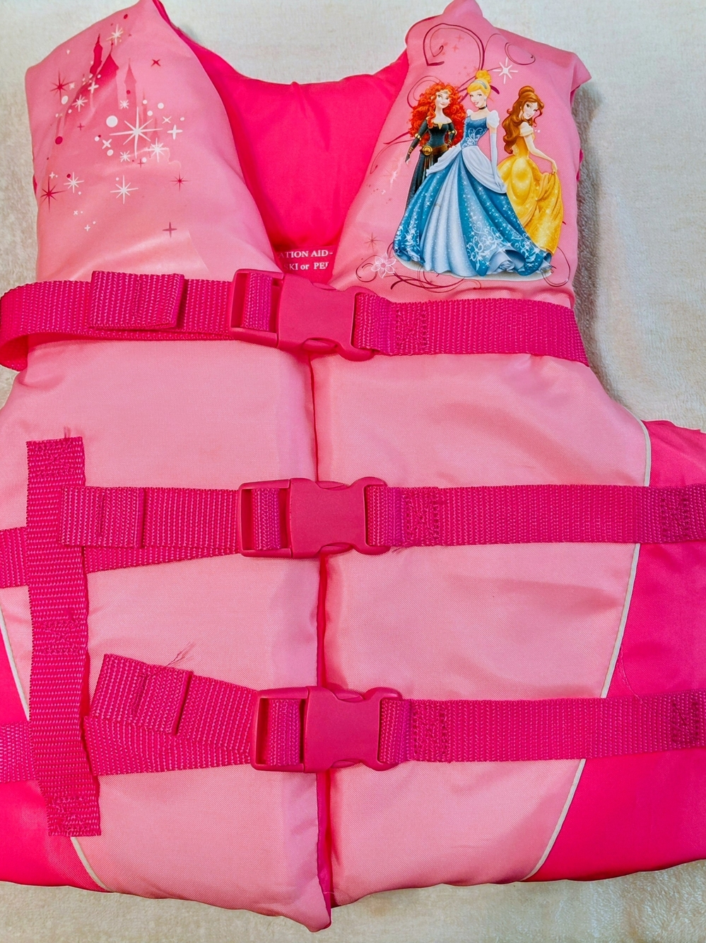 Girls Pink Princess Life Jacket with Disney Princesses